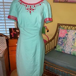 Lilly Pulitzer NWT Nora Sheath Dress Crystal Water 💦 HTF!! Size 6